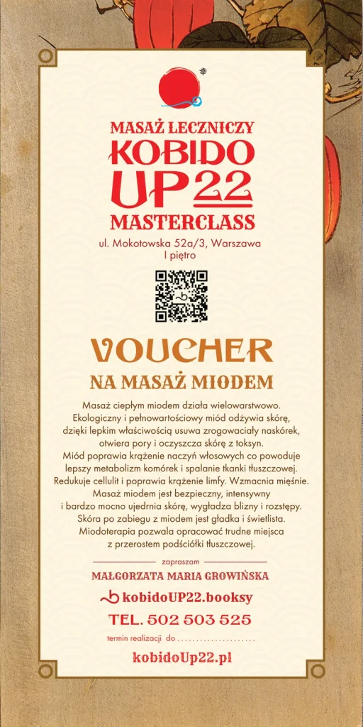 Voucher — Masaż ciepłym miodem — voucher KobidoUp22
